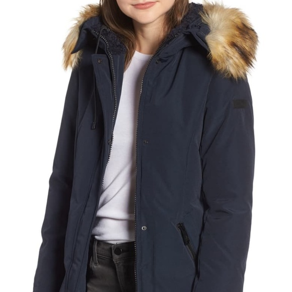 sam edelman faux fur trim down jacket